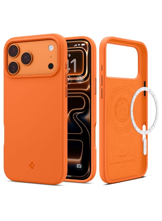 Spigen Silicone Fit MagFit for Apple iPhone 17 PRO MagSafe Case Cover - Cosmic Orange - Image 1